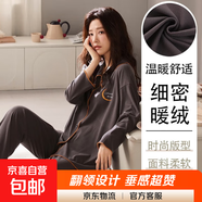 德絨睡衣女冬季加厚保暖長(cháng)袖開(kāi)衫韓版甜美大碼家居服兩件套 加厚德絨42263 黑夜與月亮 XL 120-140斤