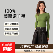 【阿瑪尼制造商】25秋冬爆款100%美麗諾羊毛女修士身百搭針織衫 圓領(lǐng)-清新綠 L （110-125斤）