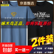 啄木鳥(niǎo)5件純棉短袖t恤男青年大碼寬松印花體恤圓領(lǐng)打底衫衣服半袖 超人霧藍+項鏈黑 2XL 建議【135-150斤】