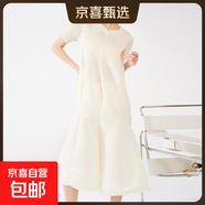 三宅連衣裙氣質(zhì)高級女裝批發(fā)長(cháng)款設計感小眾大碼褶皺熱賣(mài)花苞裙子 米白色 均碼