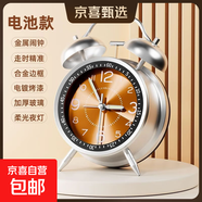 2025新款鬧鐘學(xué)生專(zhuān)用超大聲機械金屬打鈴上學(xué)起床神器初中生鐘表老式復古鬧鈴 活力橙-夜光指針【送電池】 4英寸