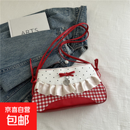 腋下包包女士法棍包潮2026新款女包小眾蕾絲甜酷風(fēng)拼接小包單肩包 紅色