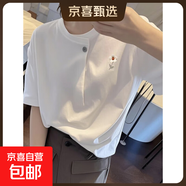 夏季新款歐貨高級感純棉短袖t恤女寬松正肩設計感獨特超好看上衣 K45-白色-X12小圖 L 建議95-115斤