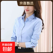 設計感短袖暗扣白襯衫女春夏季韓版襯衫女時(shí)尚氣質(zhì)百搭白領(lǐng)職業(yè)裝 B601藍色長(cháng)袖【方領(lǐng)明扣】 2XL 推薦【120-130斤】