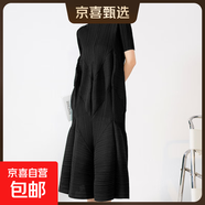 三宅連衣裙氣質(zhì)高級女裝批發(fā)長(cháng)款設計感小眾大碼褶皺熱賣(mài)花苞裙子 黑色 均碼