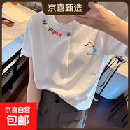 歐貨高級感寬松正肩純棉短袖t恤女夏季新款設計感獨特超好看上衣 K45-白色-F2 L 建議95-115斤