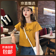 純棉短款短袖t恤女夏季2025新款內搭常規外穿ins超火正肩上衣002 0106黃色 L 參考100-115斤