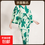 時(shí)尚洋氣連衣裙秋季女高檔新款褶皺蝙蝠袖收腰顯瘦包臀長(cháng)裙 淺綠色 均碼