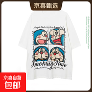 220克純棉哆啦A夢(mèng)短袖t恤男夏潮牌小眾寬松情侶五分袖上衣B701YL 1733哆啦A夢(mèng)#白色 M