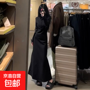 長(cháng)袖連衣裙子黑色御姐法式高級感秋冬季內搭打底襯衫裙女2025新款 黑色連衣裙不加絨 L