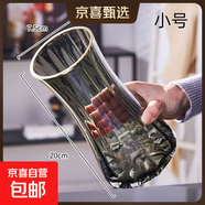 特大號輕奢創(chuàng  )意簡(jiǎn)約玻璃花瓶透明水養鮮花北歐ins風(fēng)客廳插花擺件 【20高描金】煙灰太陽(yáng)花