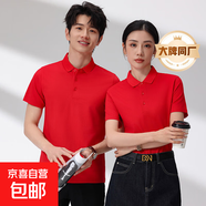 【阿瑪尼制造商】涼感短袖POLO衫男女細珠帶領(lǐng)上衣夏季翻領(lǐng)T恤衫 大紅色 4XL