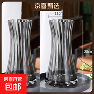 特大號輕奢創(chuàng  )意簡(jiǎn)約玻璃花瓶透明水養鮮花北歐ins風(fēng)客廳插花擺件 【煙灰兩個(gè)裝】28高太陽(yáng)花