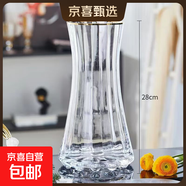 特大號輕奢創(chuàng  )意簡(jiǎn)約玻璃花瓶透明水養鮮花北歐ins風(fēng)客廳插花擺件 【28高描金】透明太陽(yáng)花