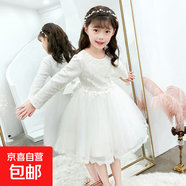 女童裝公主裙韓版2025秋冬款長(cháng)袖網(wǎng)紗禮服裙3-13歲兒童寶寶裙子 白色【加絨】 120 120cm