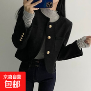 薄款小香風(fēng)氣質(zhì)小個(gè)子長(cháng)袖外套女裝新款西裝西服開(kāi)衫上衣HSYP1074 黑色(優(yōu)質(zhì)內里) XL