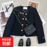 充絨內膽加棉法式雙排香風(fēng)氣質(zhì)短款外套秋冬新款名媛上衣HSYP2430 黑色 S