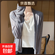 2025秋季新款防曬無(wú)扣開(kāi)衫女中款針織V領(lǐng)寬松休閑薄外套/RWM23-X 銀霧灰 L 80-120斤