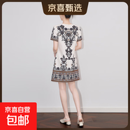 高品質(zhì)定位印花小香風(fēng)端莊A字裙顯瘦氣質(zhì)連衣裙2025夏季新款女裝 白色 XL