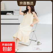 7A純棉睡裙女夏季性感吊帶裙無(wú)袖背心寬松大碼孕婦睡衣連衣裙 Z33008 4XL