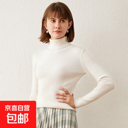 高領(lǐng)毛衫女士修身抽條2025秋冬季新款長(cháng)袖內搭套頭毛衣打底衫翻領(lǐng) 白色 M 建議95-110斤