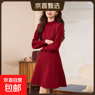 針織連衣裙韓版修身顯瘦中長(cháng)款內搭打底蕾絲毛衣裙針織裙HMQZ683 紅色 XL