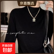 夏季新款醋酸基礎中袖t恤百搭寬松輕奢半高領(lǐng)高端女上衣 黑色 XL 110-130斤