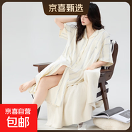 純棉睡裙女款春秋季長(cháng)袖寬松加大碼開(kāi)叉長(cháng)款過(guò)膝可外穿開(kāi)衫家居服 Z822 4XL