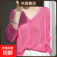 【薄款開(kāi)衫】25年薄款針織外套透氣寬松顯瘦長(cháng)袖配吊打裙外套 樹(shù)莓紅 M （90-110斤）