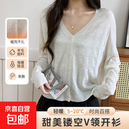 開(kāi)衫女V領(lǐng)針織衫女百搭時(shí)尚甜美寬松小外套打底外搭 米白色
