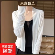 2025秋季新款防曬無(wú)扣開(kāi)衫女中款針織V領(lǐng)寬松休閑薄外套/RWM23-X 軟云白 XL 120-150斤