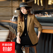 灰色西裝外套女2025新款春秋高級感時(shí)尚氣質(zhì)名媛休閑西服修身上衣 卡其色（單件外套） 3XL