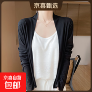 2025秋季新款防曬無(wú)扣開(kāi)衫女中款針織V領(lǐng)寬松休閑薄外套/RWM23-X 曜石黑 L 80-120斤