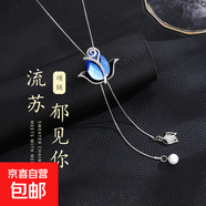 韓版秋冬藍玫瑰毛衣鏈輕奢高級感百搭個(gè)性潮流毛衣鏈長(cháng)款飾品批發(fā) 8442#藍色郁金香毛衣鏈