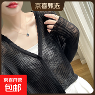 2025春季新款休閑洋氣圓領(lǐng)針織無(wú)袖T恤女百搭外穿開(kāi)衫/HY125一X 黑色 S （85-95斤）