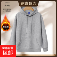 2025新款連帽衛衣套頭女士秋冬季加絨保暖外套寬松上衣服潮流女裝 【銀狐絨加厚】麻灰色 XL