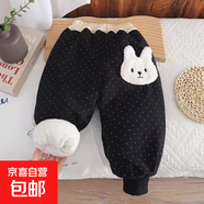 女童加厚棉褲夾棉一條洋氣過(guò)冬兒童冬裝冬季保暖三層寶寶褲子外穿 兔頭加厚棉褲黑色 100 建議身高90左右