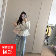 薄款時(shí)尚歐美腰帶外套氣質(zhì)女裝休閑紋理西裝優(yōu)雅顯瘦百搭HSYP2586 白色 S