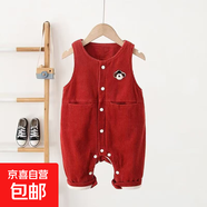 熱銷(xiāo)2025冬款兒童背帶褲韓版0-3歲寶寶洋氣連體暗扣加絨背帶褲 紅色-C-10可愛(ài)小狗加絨背帶褲 100