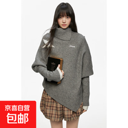 不規則設計感寬松小眾斗篷高領(lǐng)星星毛衣披風(fēng)針織衫女M22 灰色 M