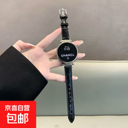 適用華為GT6表帶秋冬新竹節皮紋gt5高級2小牛皮金扣watch3手表GT4 【冰面竹節皮紋】黑色 適用：小米手環(huán)10/9/8/NFC表帶