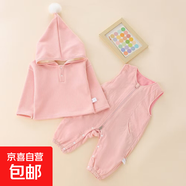 嬰兒衣服秋冬新款男女寶寶背帶褲套裝韓版加絨背帶連體衣兩件套潮 粉色（j2491401毛球尖角帽套裝） 73