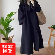 小個(gè)子大衣女2025秋冬季新年中長(cháng)款好看訂婚禮服外套女 黑色 XL