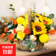 手提花籃生日鮮花速遞同城北京上海深圳長(cháng)沙成都廣州重慶花店送花 愿你如陽(yáng)光，明媚不憂(yōu)傷