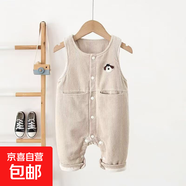 熱銷(xiāo)2025冬款兒童背帶褲韓版0-3歲寶寶洋氣連體暗扣加絨背帶褲 米色-C-10可愛(ài)小狗加絨背帶褲 110