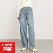 時(shí)尚休閑百搭秋冬顯瘦純色女裝高腰寬松長(cháng)褲牛仔褲2025年冬季RG 藍色 S