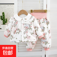 兒童公主款棉衣套裝女寶寶洋氣外穿夾棉冬季衣服嬰兒棉衣高腰新款 公主款?lèi)?ài)麗絲仙境-棉套裝 73