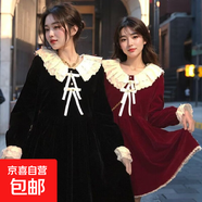 可愛(ài)名媛娃娃領(lǐng)蝴蝶結連衣裙女小個(gè)子新年新春紅2025姐妹裝長(cháng)袖 713紅色短款 S