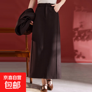 輕熟綿羊毛優(yōu)雅風(fēng)毛呢半身裙女高腰氣質(zhì)修身顯瘦百搭半裙 紅咖色 M