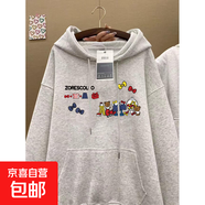 甜美設計感卡通印花連帽衛衣女秋冬新款寬松百搭休閑情侶外套潮bf 黑色 【加絨款420克】 L